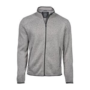 Tee Jays Mens Knitted Outdoor Fleece Jacket / Grey Melange
